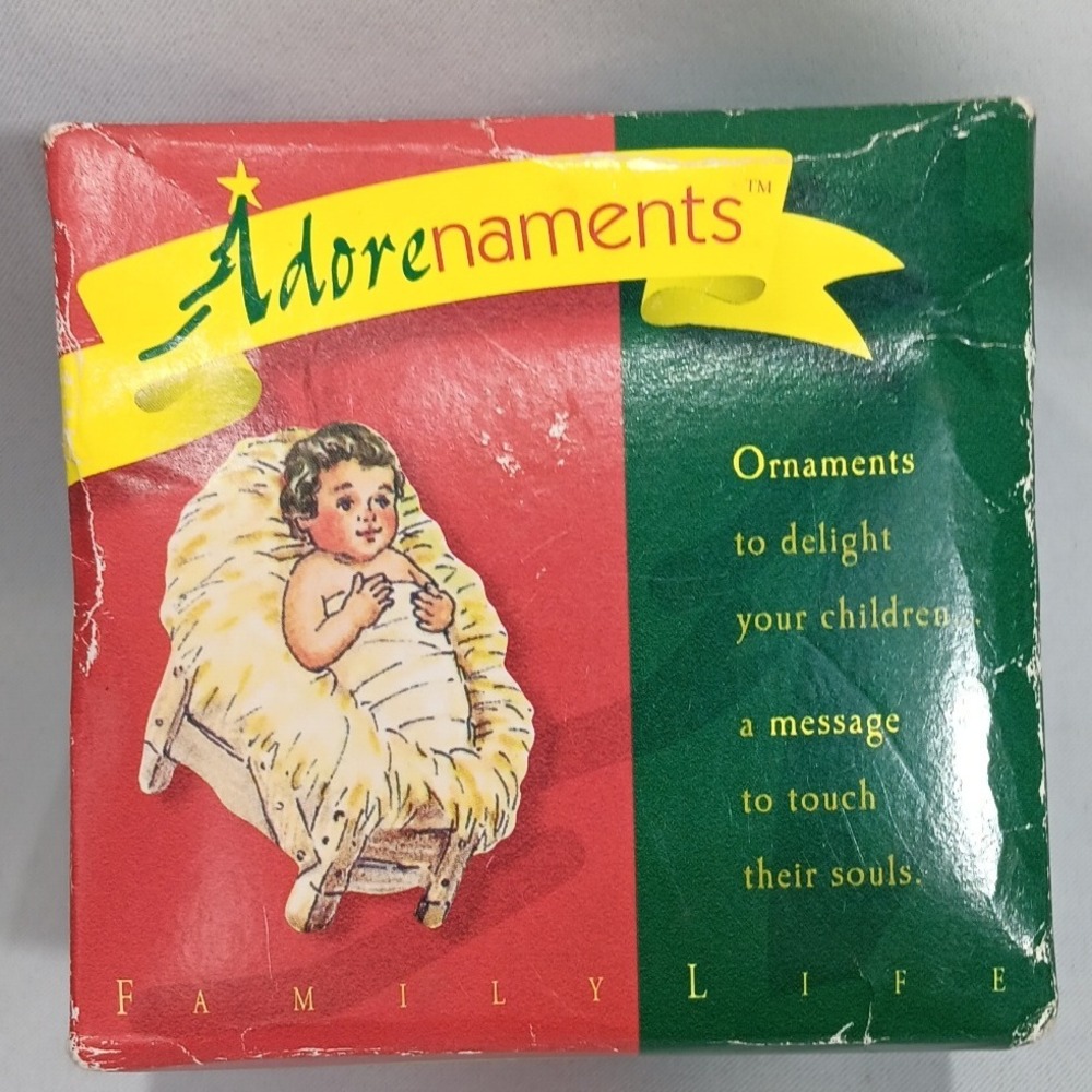 Adorenarments Family Life Jesus Nativity Christmas Ornament Set & Mini Book NEW
